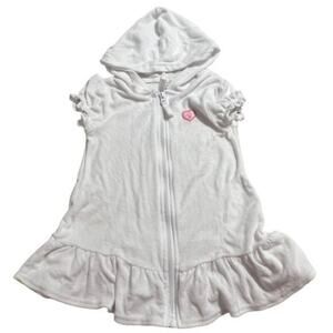 Pink Platinum Swim Cover Girls Size 3T White Terry Hooded Short